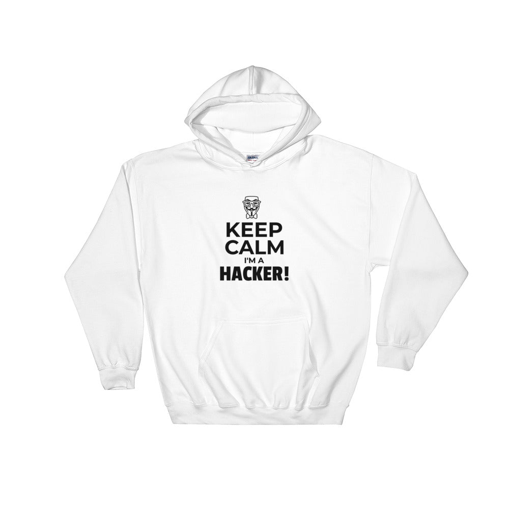 Keep Calm I'm a hacker! - Hooded Sweatshirt (black text) by DarkByteGear