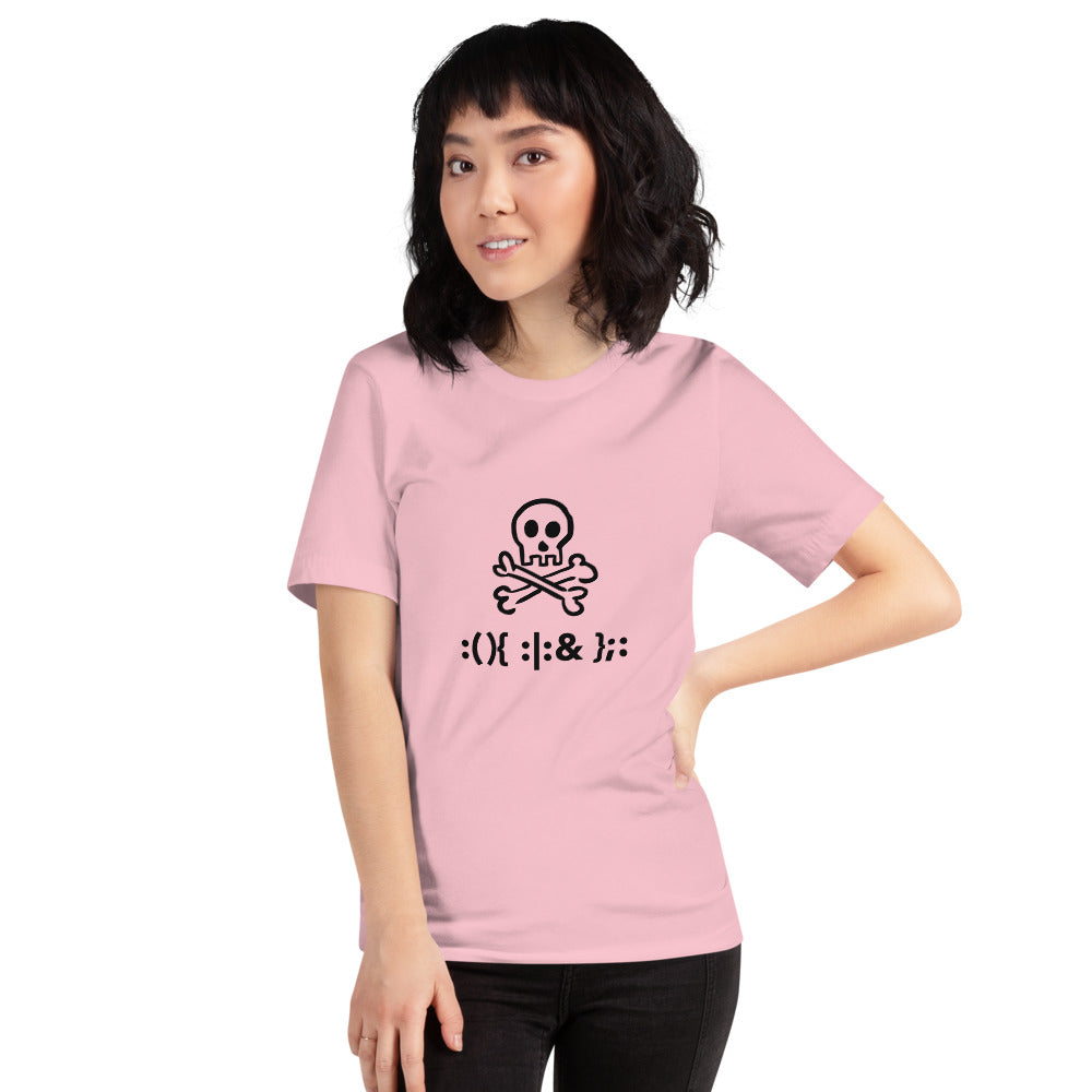 Bash Fork Bomb Linux - Short-Sleeve Unisex T-Shirt (black text) by DarkByteGear