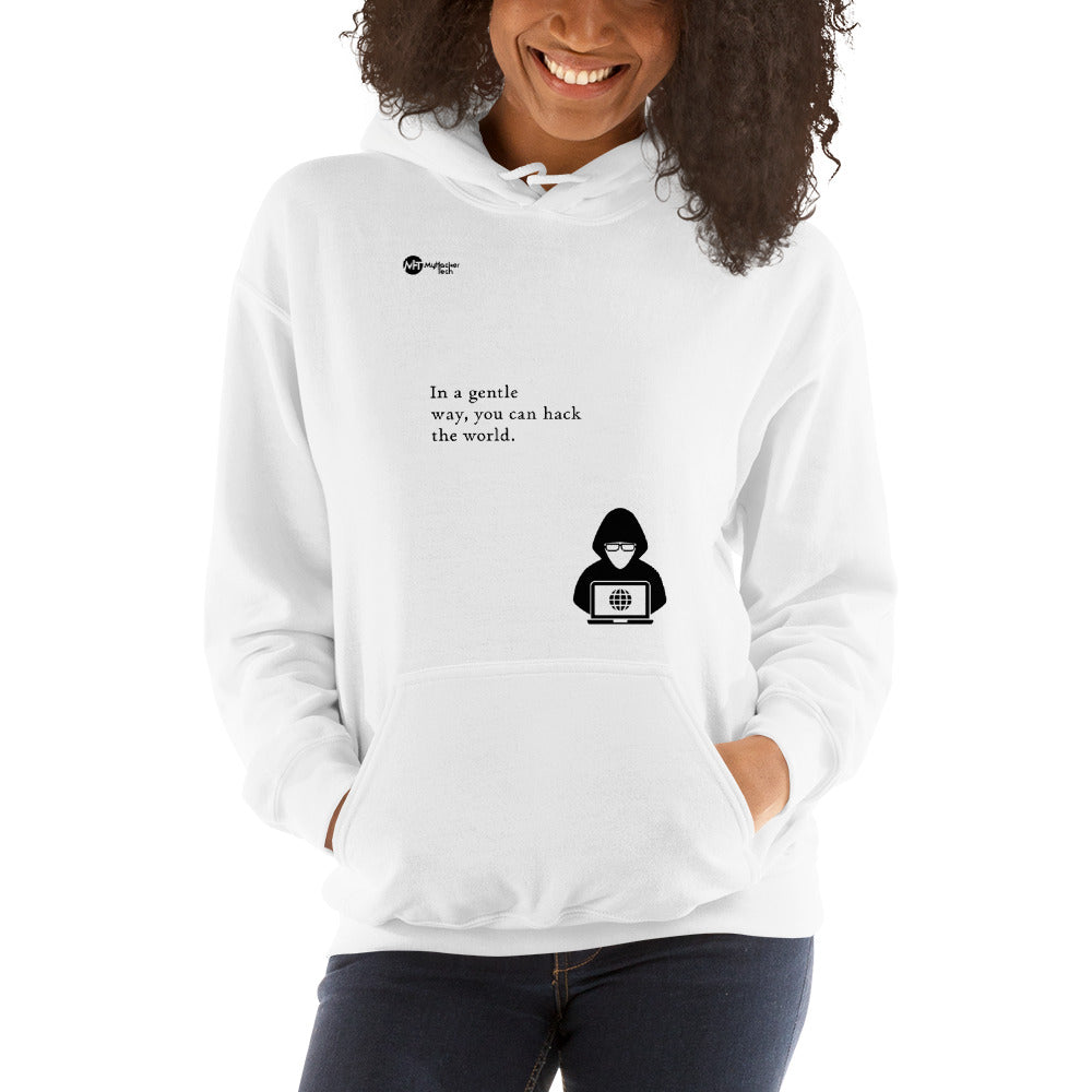 You can hack the world - Hooded Sweatshirt (black text) by DarkByteGear