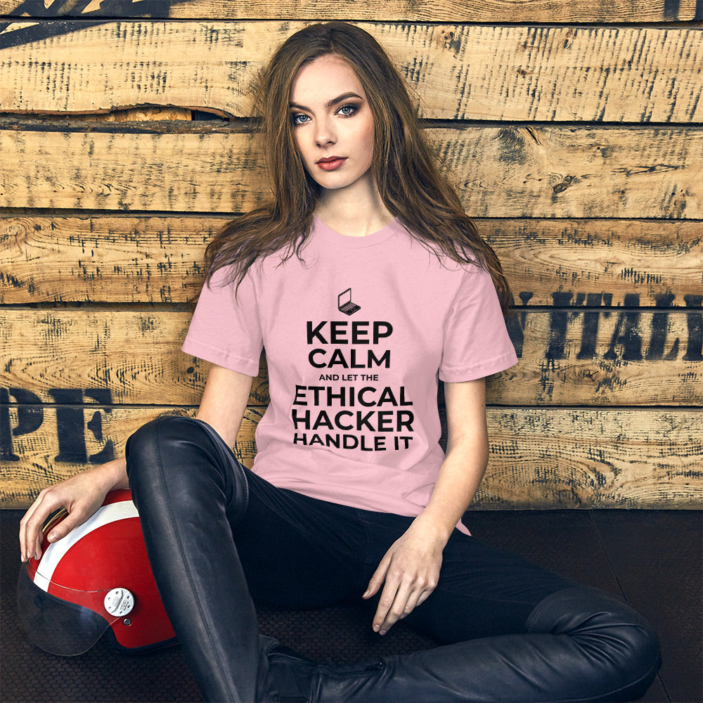 Keep Calm and let the ethical hacker handle it - Short-Sleeve Unisex T-Shirt (white text) by DarkByteGear