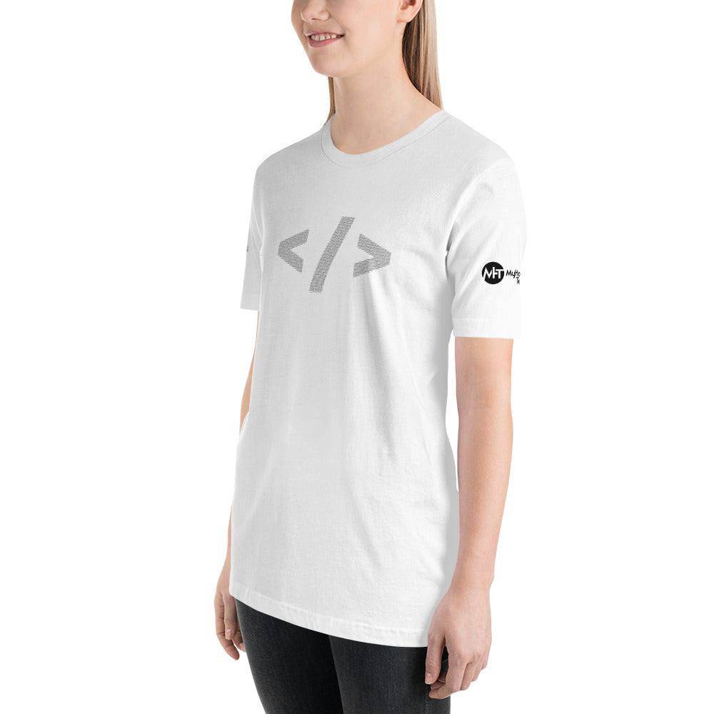 Culture of code in ASCII characters - Short-Sleeve Unisex T-Shirt (black text) by DarkByteGear