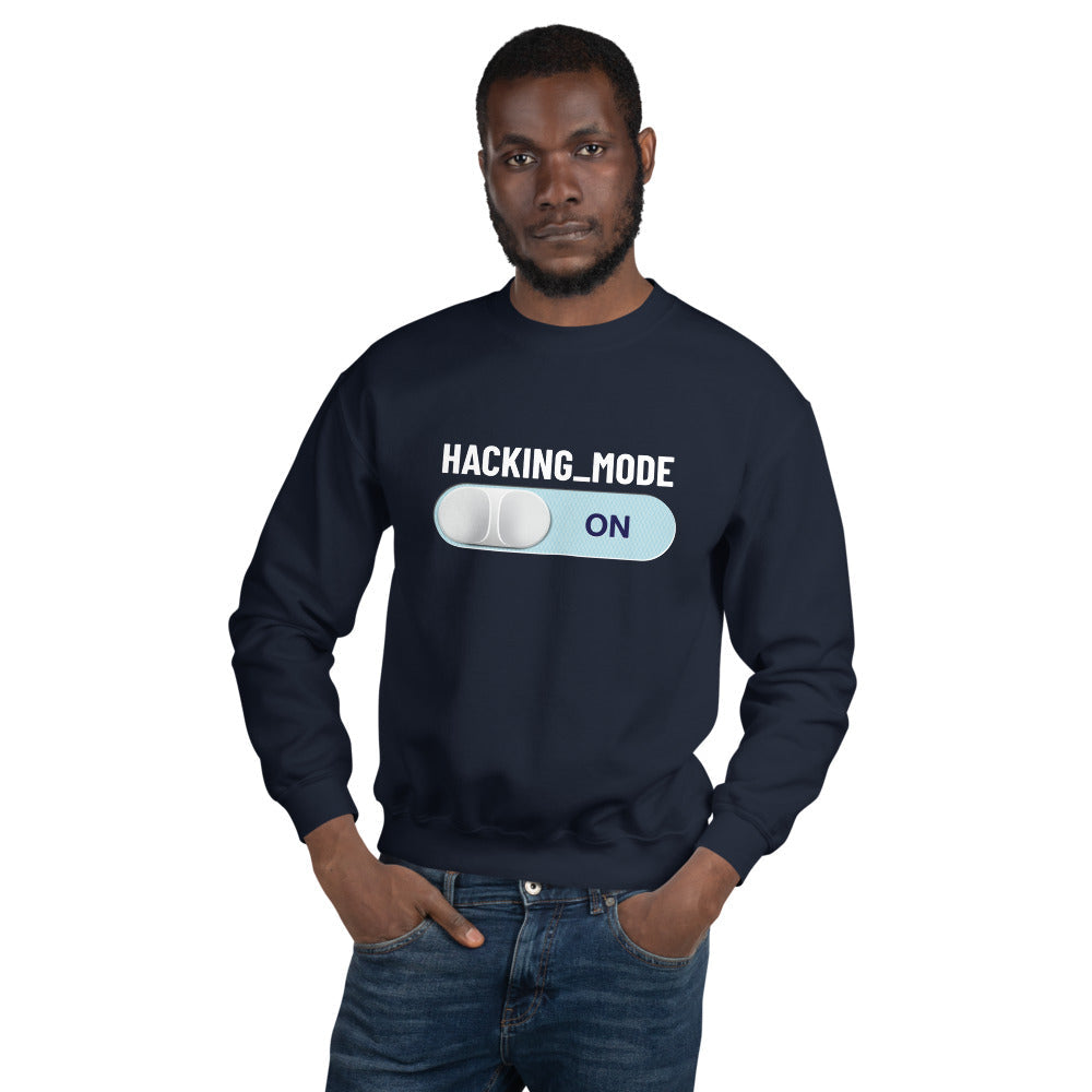 Hacking mode ON - Unisex Sweatshirt (white text) by DarkByteGear