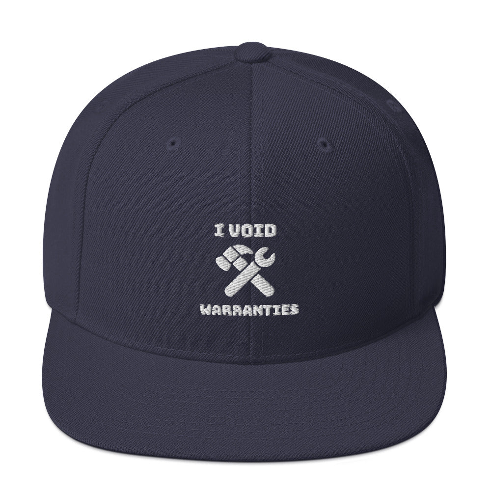 I void warranties - Snapback Hat (white text) by DarkByteGear
