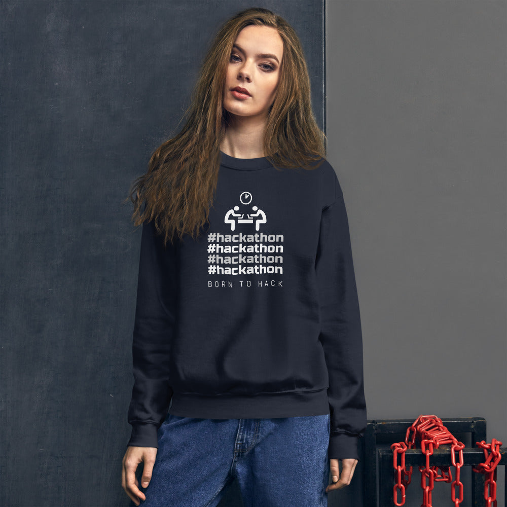 #hackathon - Unisex Sweatshirt (white text) by DarkByteGear