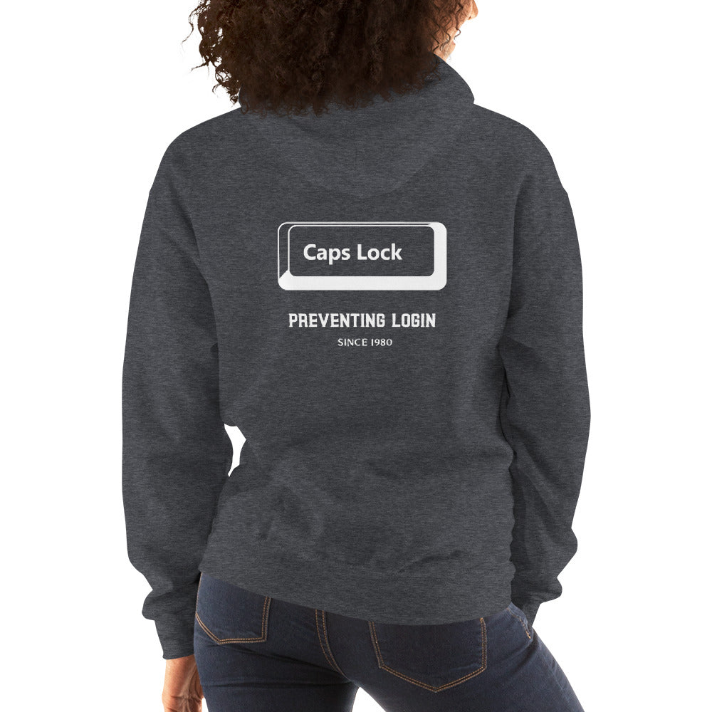 Caps Lock preventing login since 1980 - Unisex Hoodie by DarkByteGear