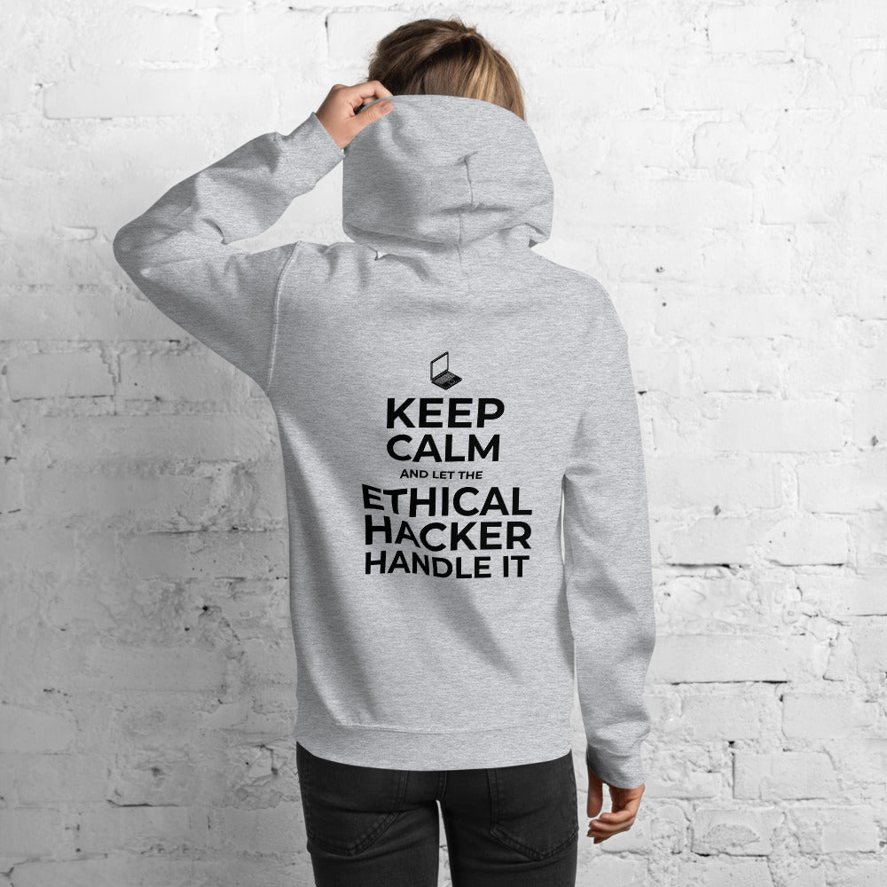 Keep Calm and let the ethical hacker handle it - Unisex Hoodie (black text) by DarkByteGear