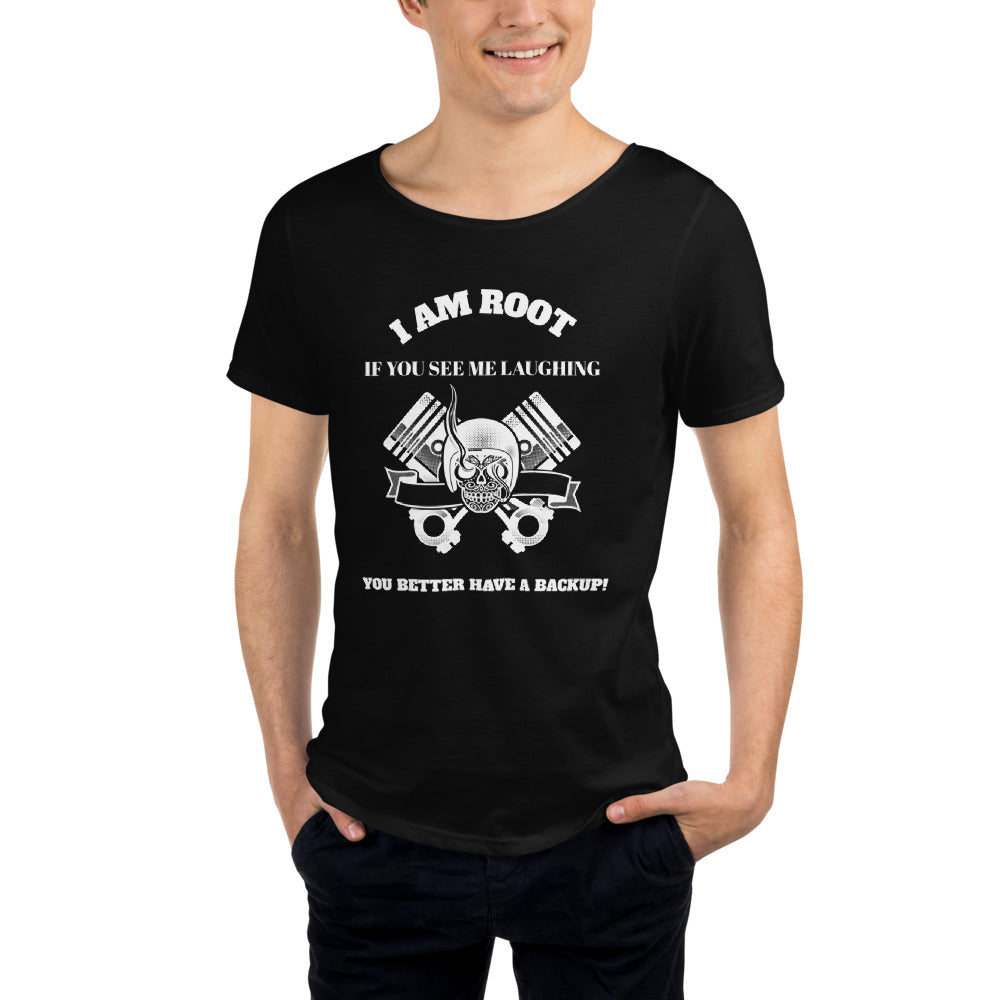 I Am Root If You See Me Laughing You Better Have A Backup - Men's Raw Neck Tee by DarkByteGear
