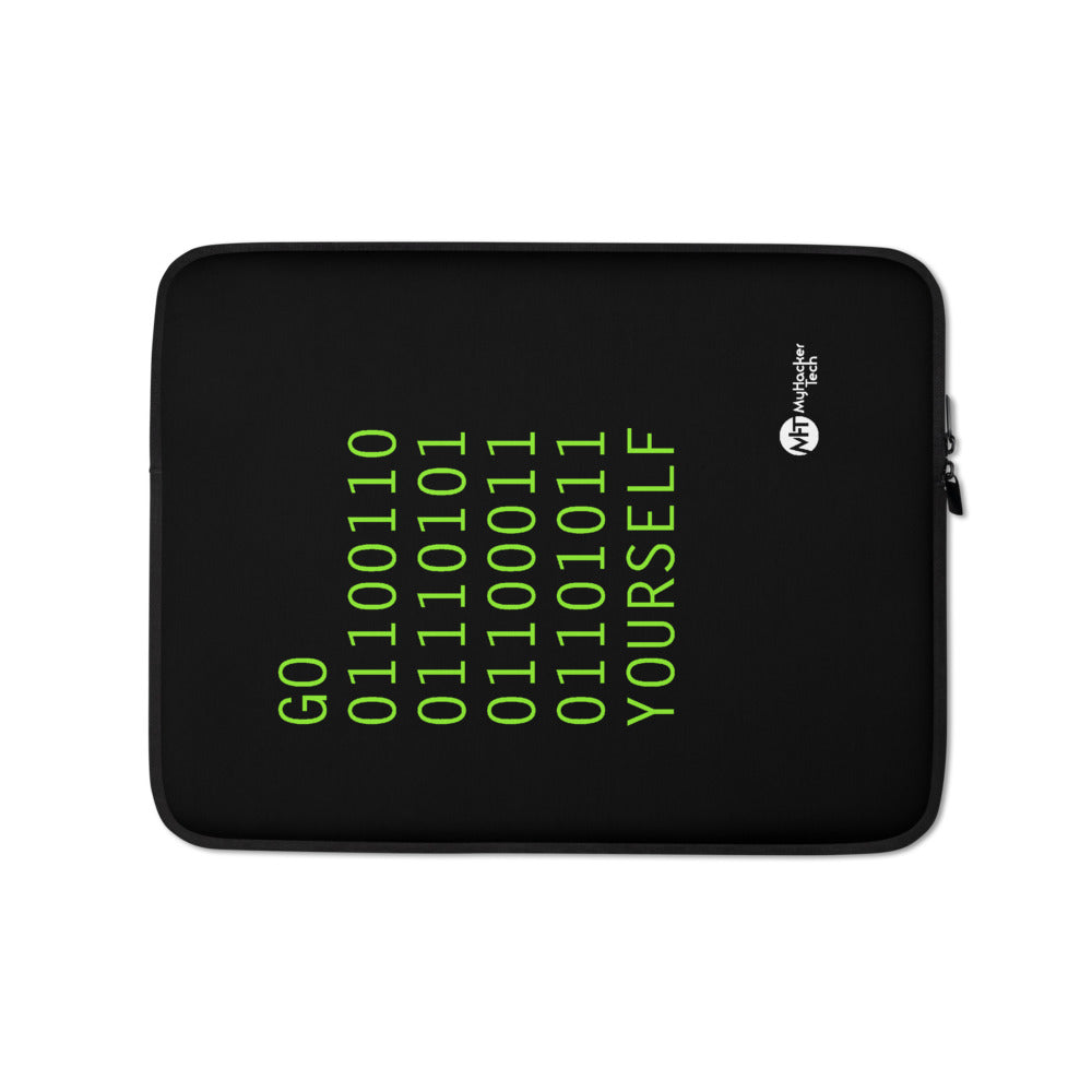 GO 01100110 01110101 01100011 01101011 YOURSELF - Laptop Sleeve by DarkByteGear