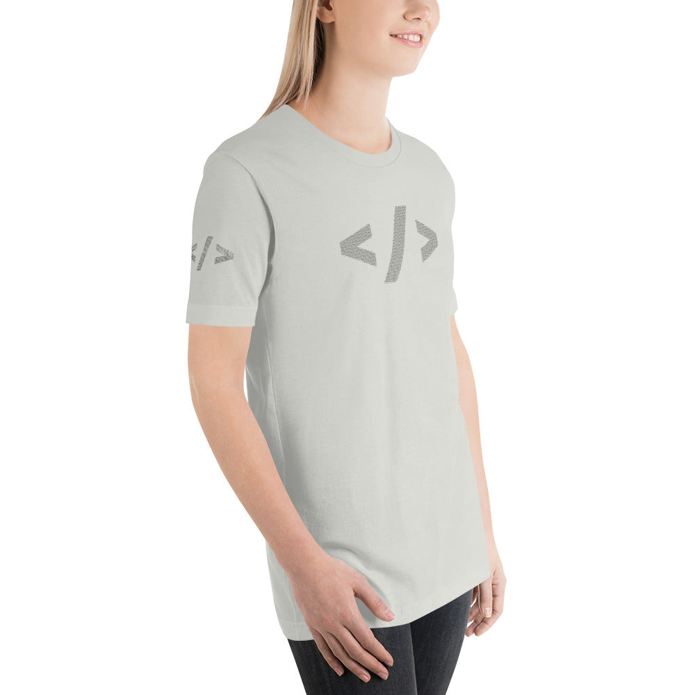 Culture of code in ASCII characters - Short-Sleeve Unisex T-Shirt (black text) by DarkByteGear