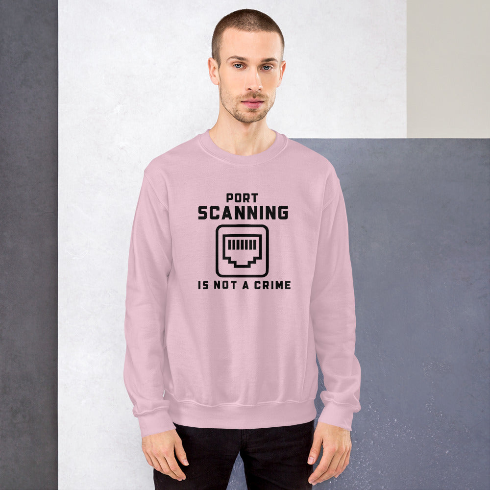 Port Scanning is not a crime - Unisex Sweatshirt (black text) by DarkByteGear