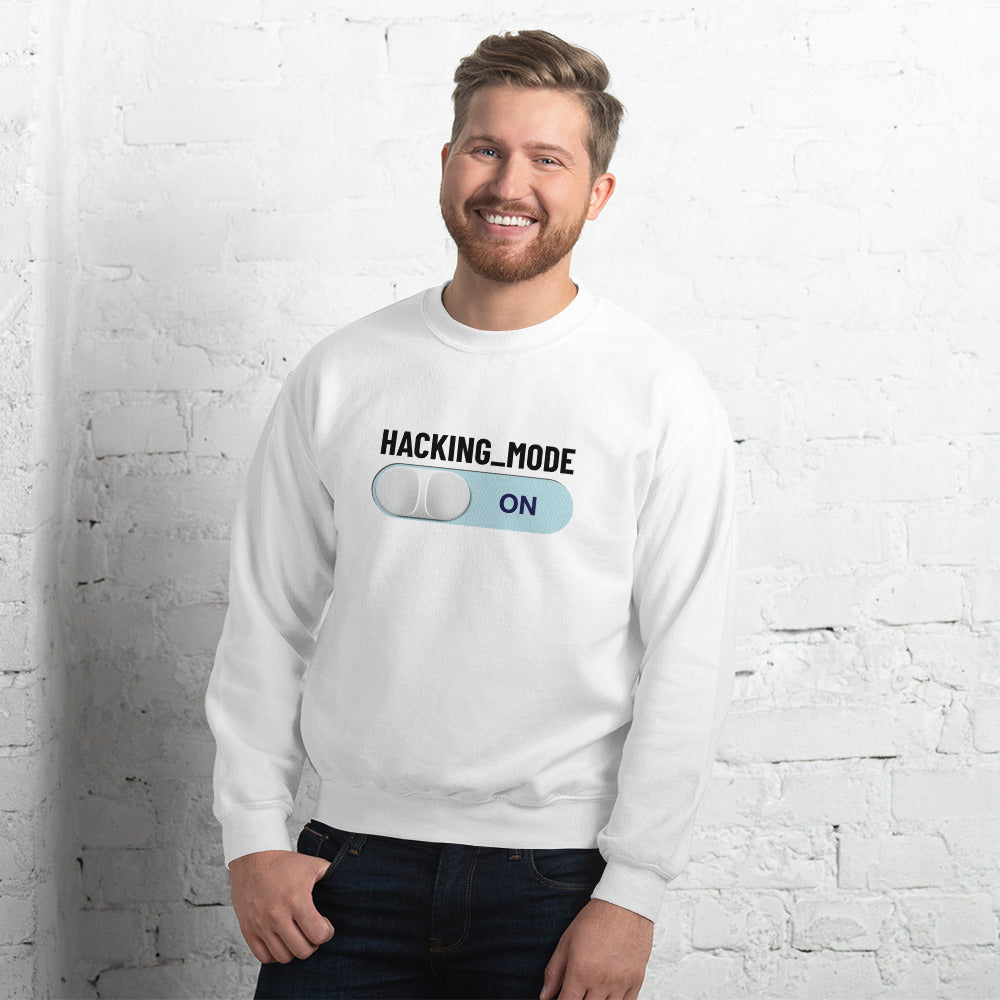 Hacking mode ON - Unisex Sweatshirt (black text) by DarkByteGear