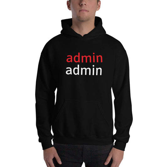 admin admin - Hooded Sweatshirt (white text) by DarkByteGear