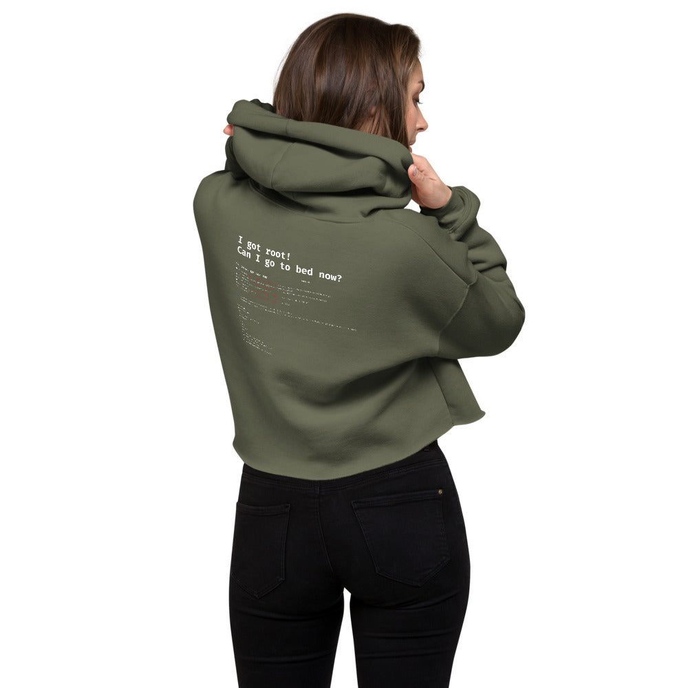 I got root! Can I go to bed now? - Crop Hoodie by DarkByteGear