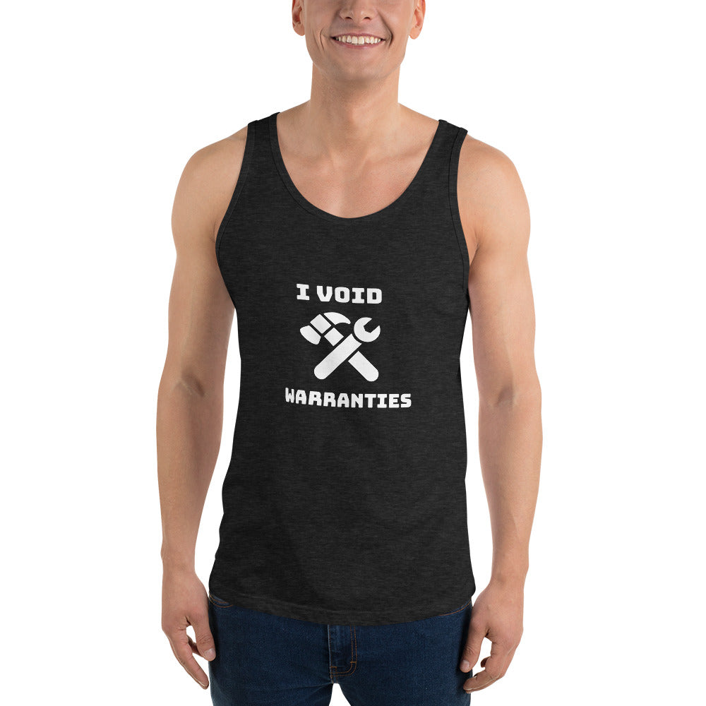 I void warranties - Unisex Tank Top (white text) by DarkByteGear
