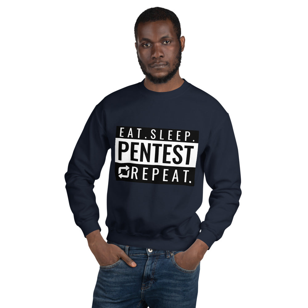 Eat sleep pentest repeat - Unisex Sweatshirt (white) by DarkByteGear