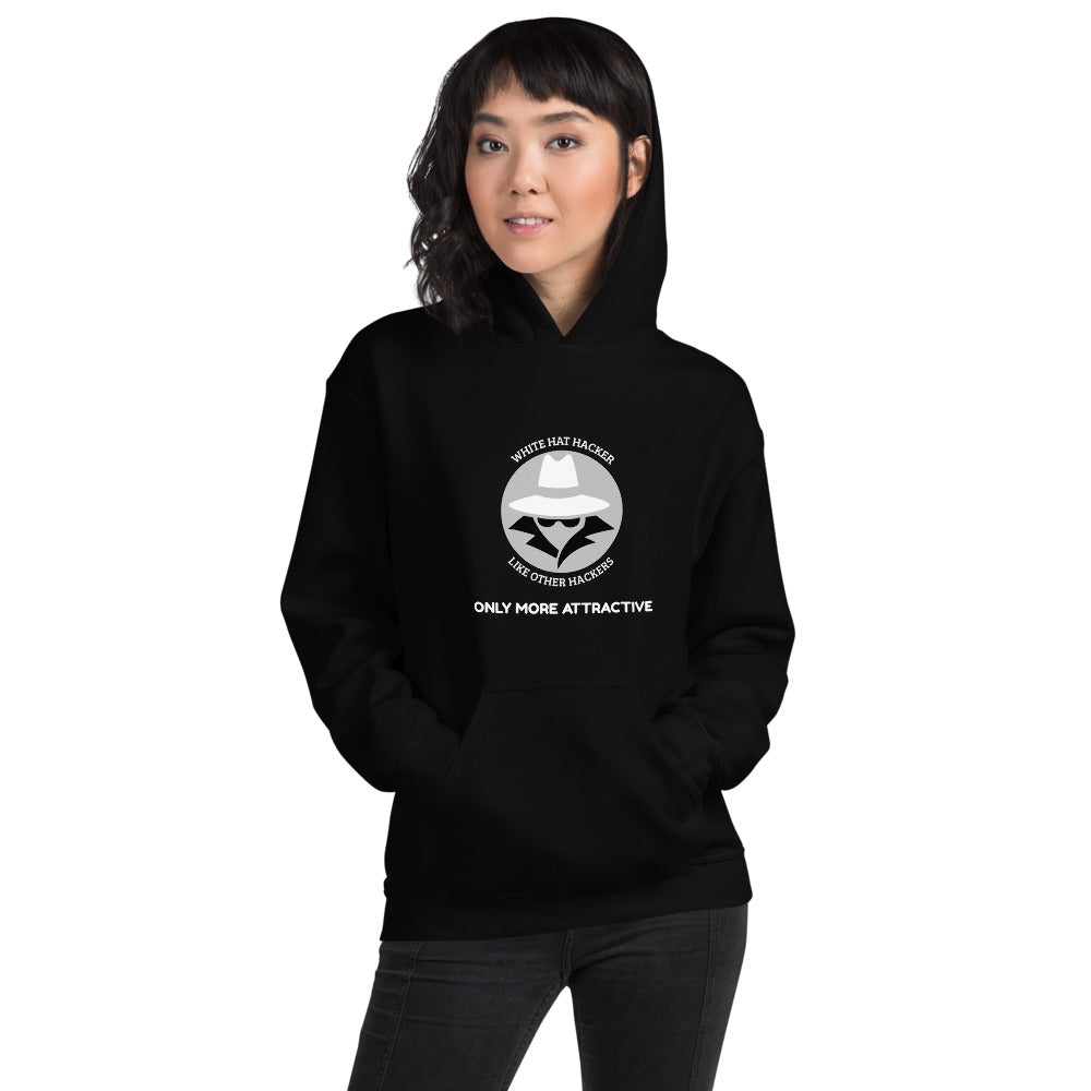 Like other hackers only more attractive - Unisex Hoodie (white text) by DarkByteGear
