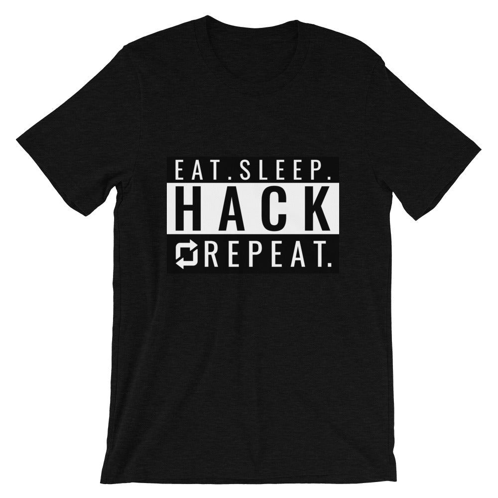 Eat seep hack repeat - Short-Sleeve Unisex T-Shirt (back) by DarkByteGear