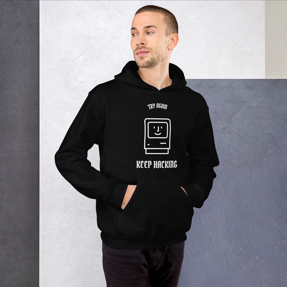 Keep hacking - Hooded Sweatshirt (white text) by DarkByteGear