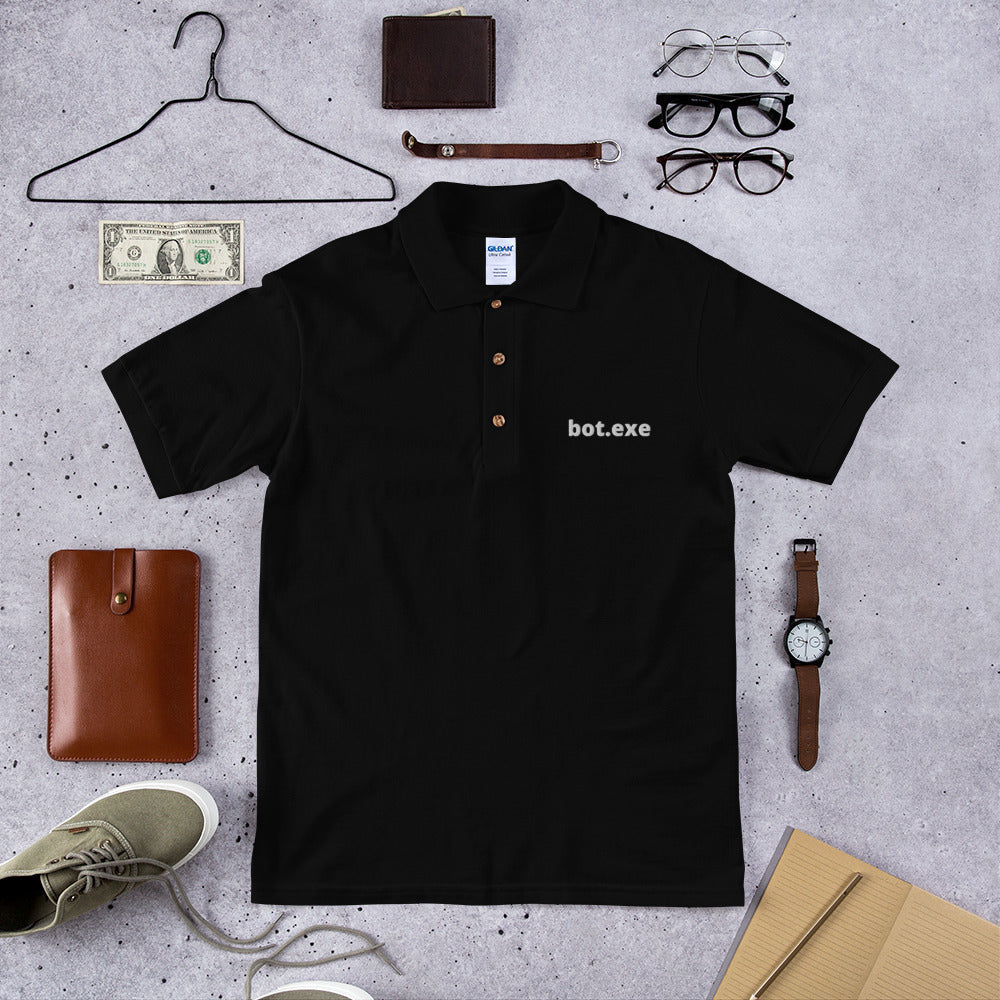 bot.exe - Embroidered Polo Shirt by DarkByteGear