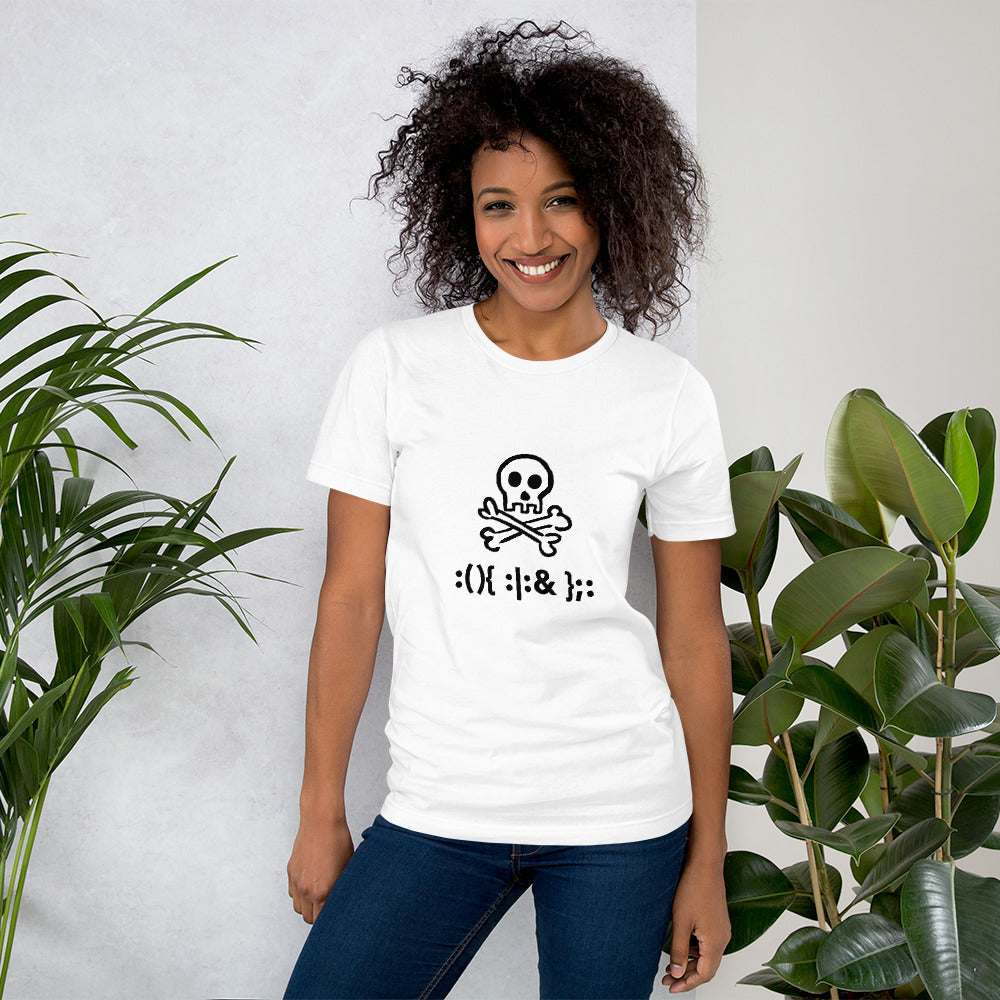 Bash Fork Bomb Linux - Short-Sleeve Unisex T-Shirt (black text) by DarkByteGear