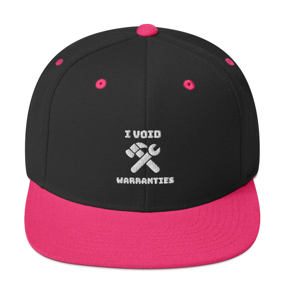 I void warranties - Snapback Hat (white text) by DarkByteGear