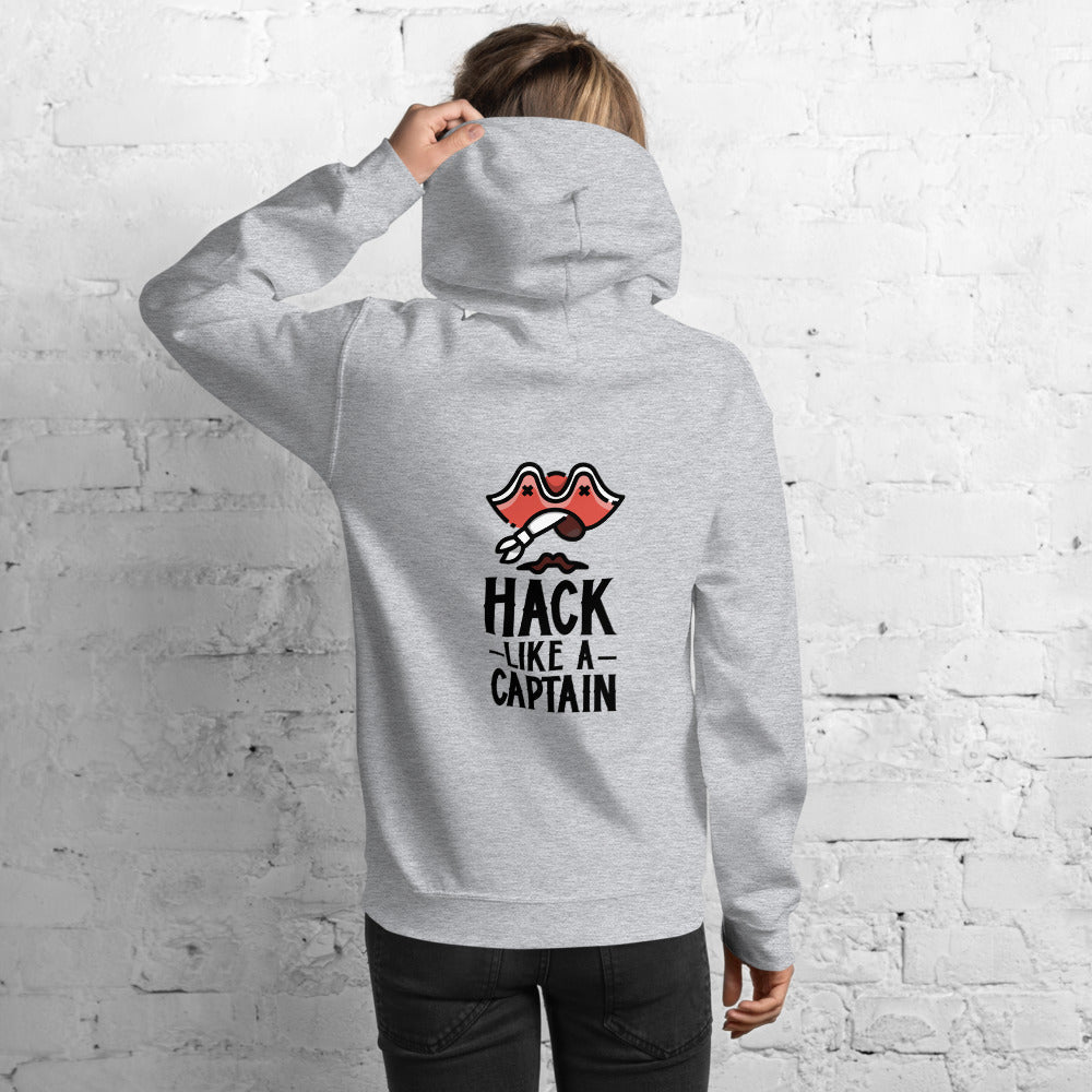 Hack like a captain - Unisex Hoodie (black text) by DarkByteGear