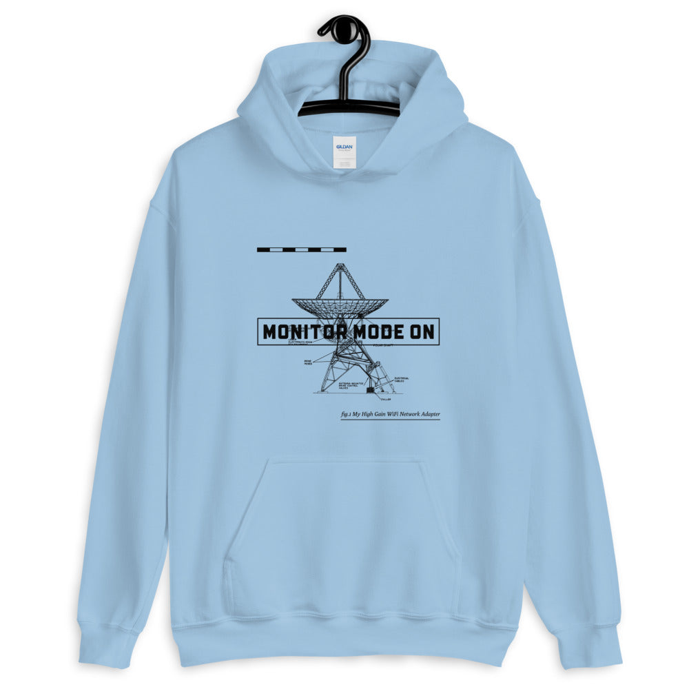 Monitor mode ON - Unisex Hoodie (black text) by DarkByteGear