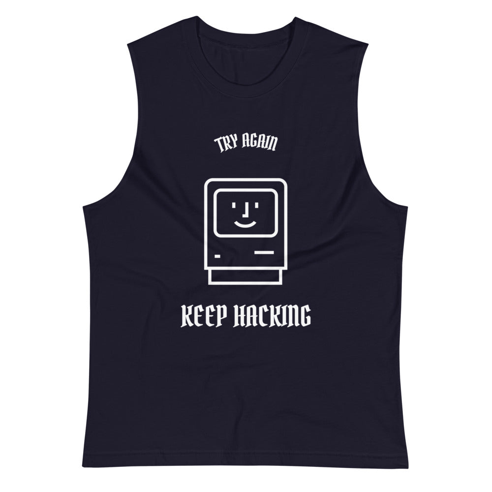 Keep hacking - Muscle Shirt (white text) by DarkByteGear