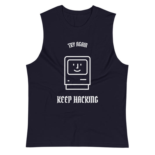 Keep hacking - Muscle Shirt (white text) by DarkByteGear