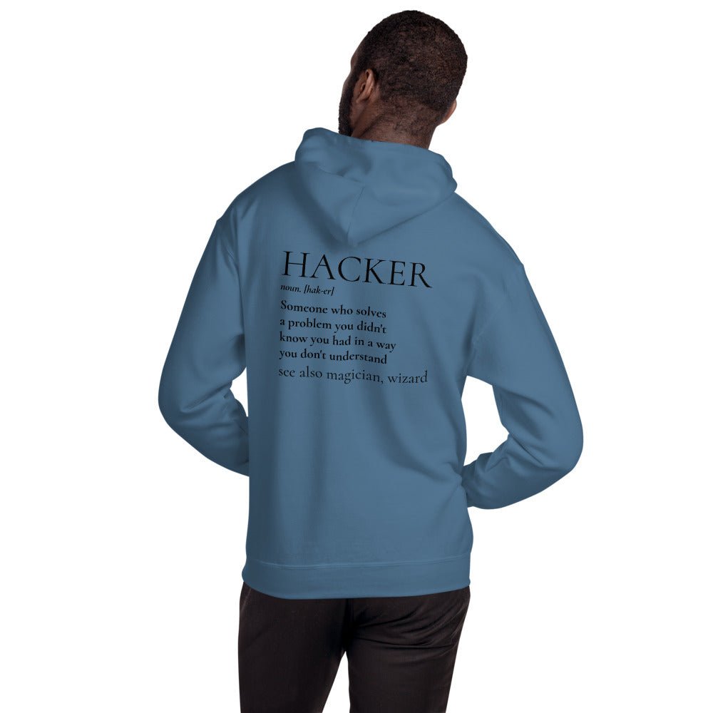 HACKER noun. [hak-er] - Unisex Hoodie (black text) by DarkByteGear