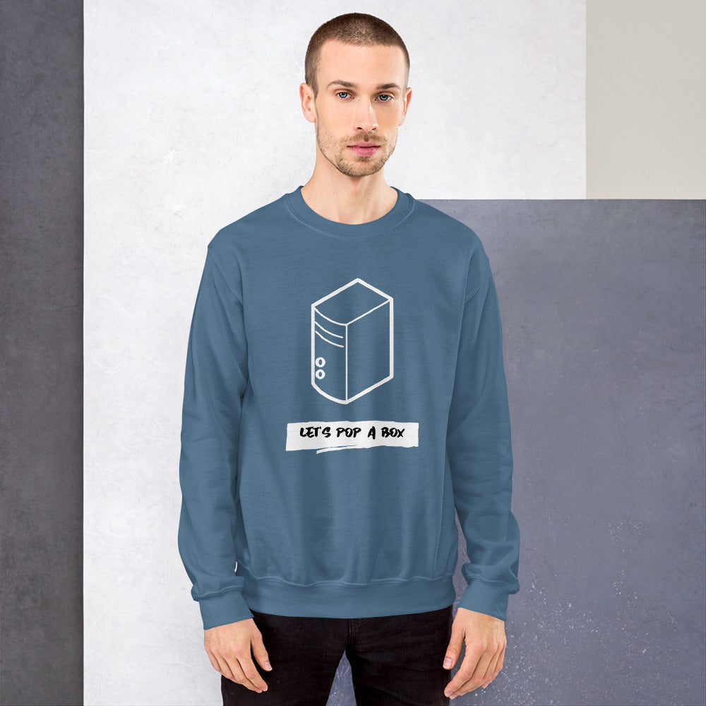 Let's pop a box - Unisex Sweatshirt (white text) by DarkByteGear
