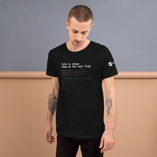 Talk is cheap show me the root flag - Short-Sleeve Unisex T-Shirt by DarkByteGear