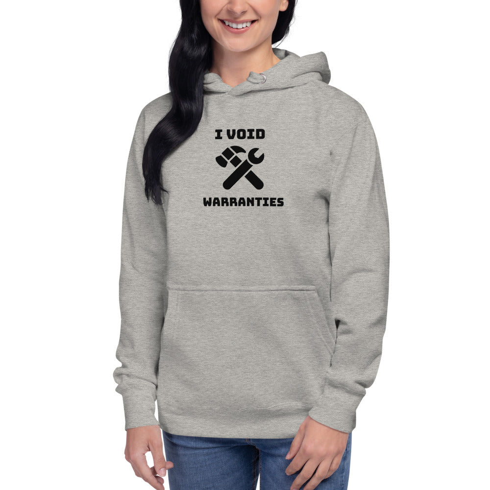 I void warranties - Unisex Hoodie (black text) by DarkByteGear