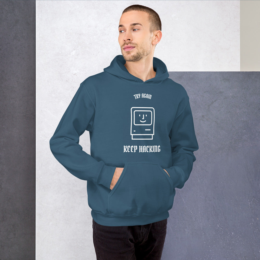 Keep hacking - Hooded Sweatshirt (white text) by DarkByteGear