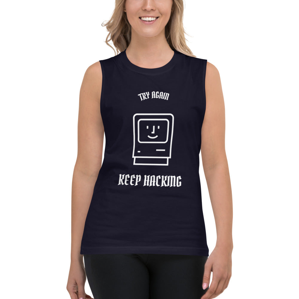 Keep hacking - Muscle Shirt (white text) by DarkByteGear