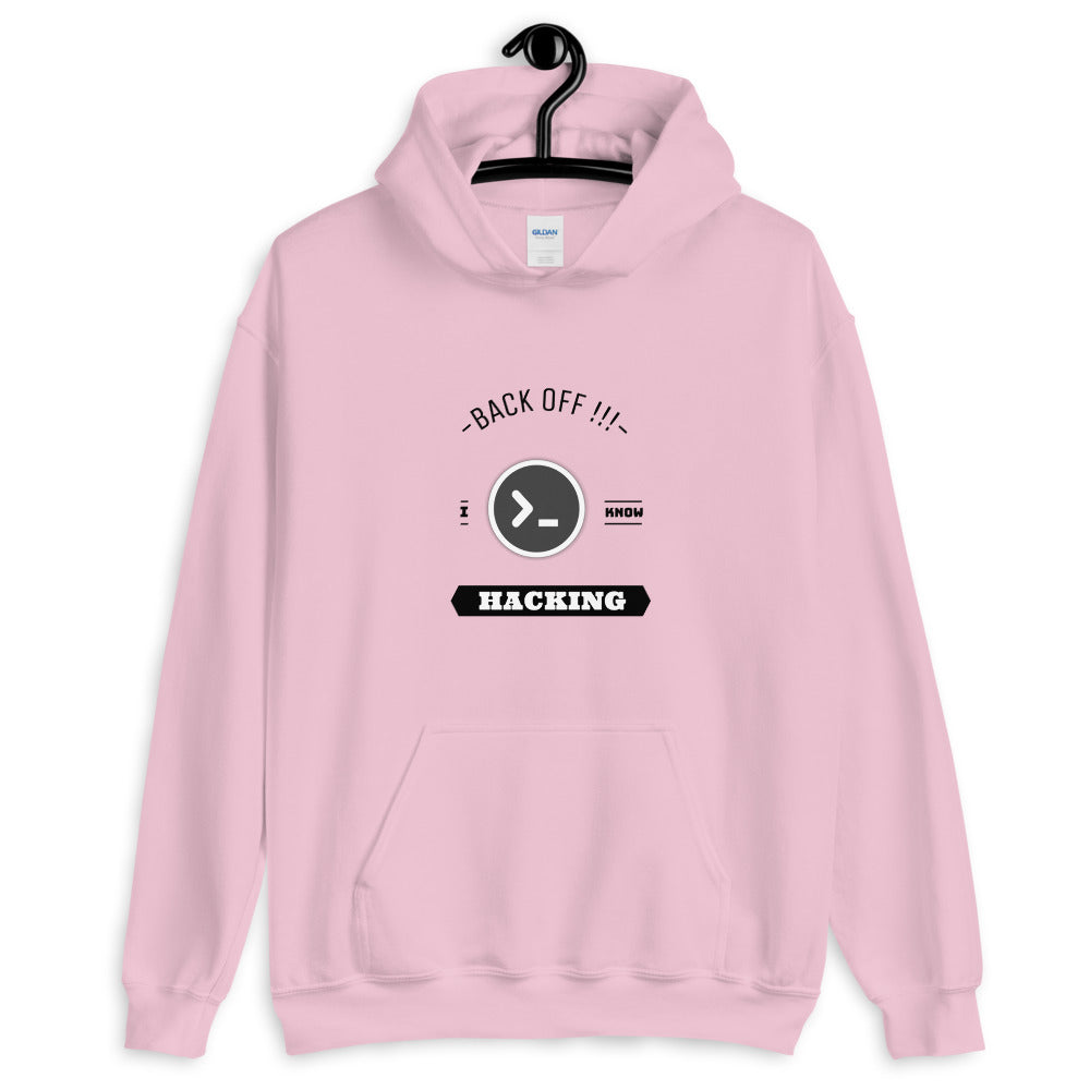 Back off I know hacking - Unisex Hoodie (black text) by DarkByteGear