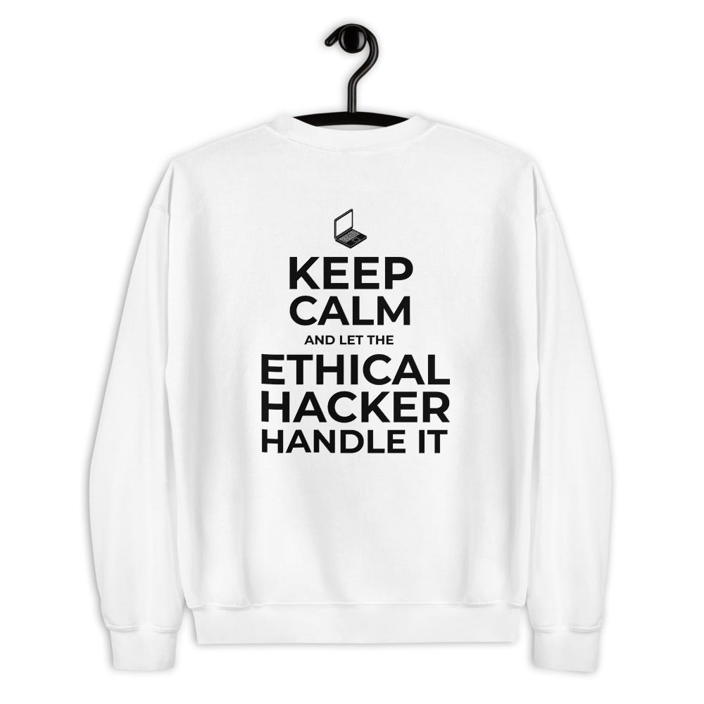 Keep Calm and let the ethical hacker handle it - Unisex Sweatshirt (black text) by DarkByteGear