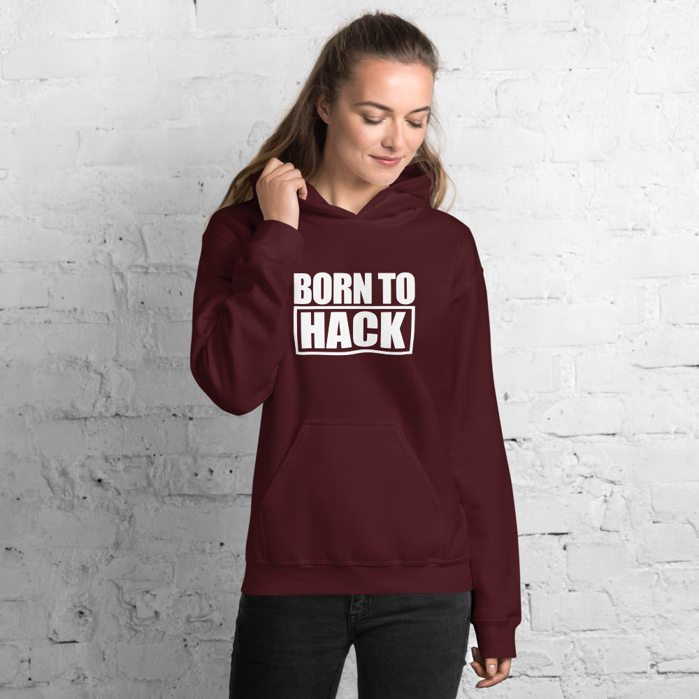 Born to hack - Hooded Sweatshirt (white text) by DarkByteGear