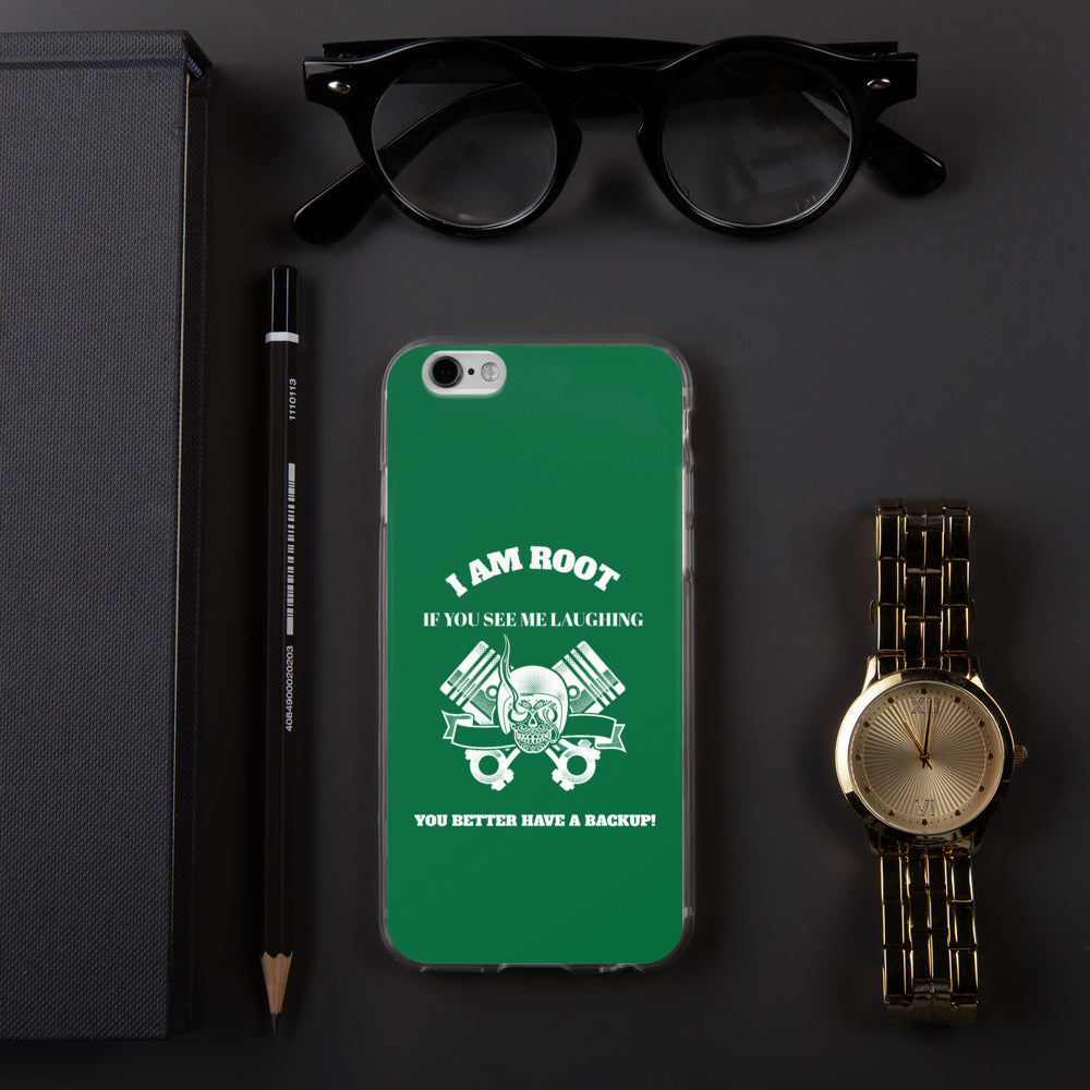 I Am Root If You See Me Laughing You Better Have A Backup - iPhone Case (green) by DarkByteGear