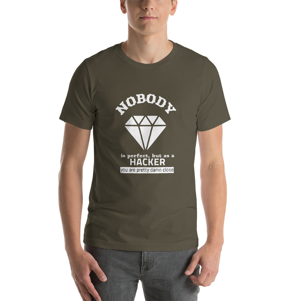 Nobody is perfect but as a hacker you are pretty damn close - Short-Sleeve Unisex T-Shirt by DarkByteGear