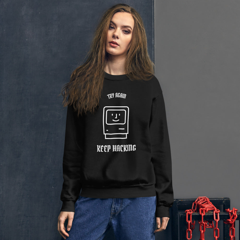 Keep hacking - Sweatshirt (white text) by DarkByteGear