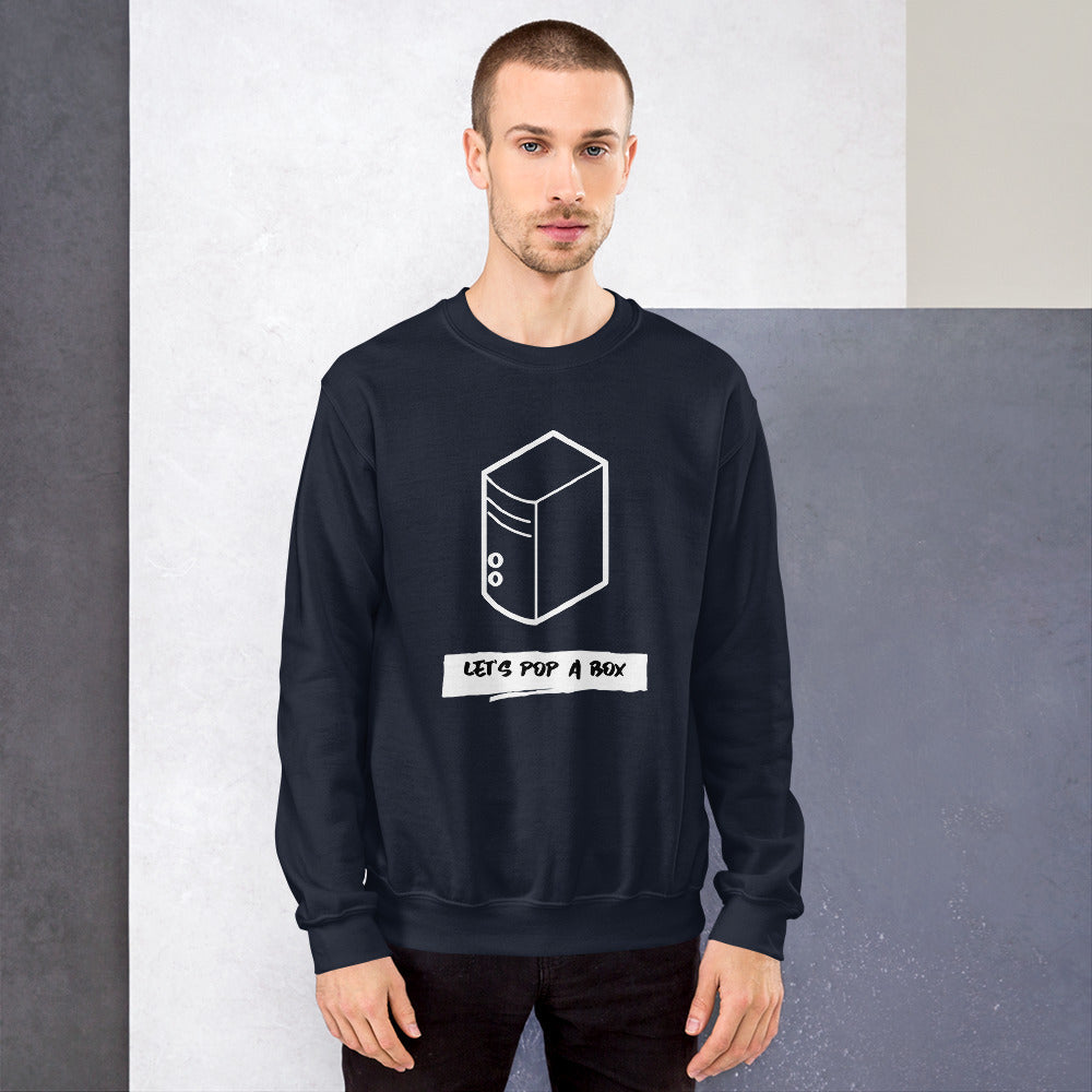 Let's pop a box - Unisex Sweatshirt (white text) by DarkByteGear