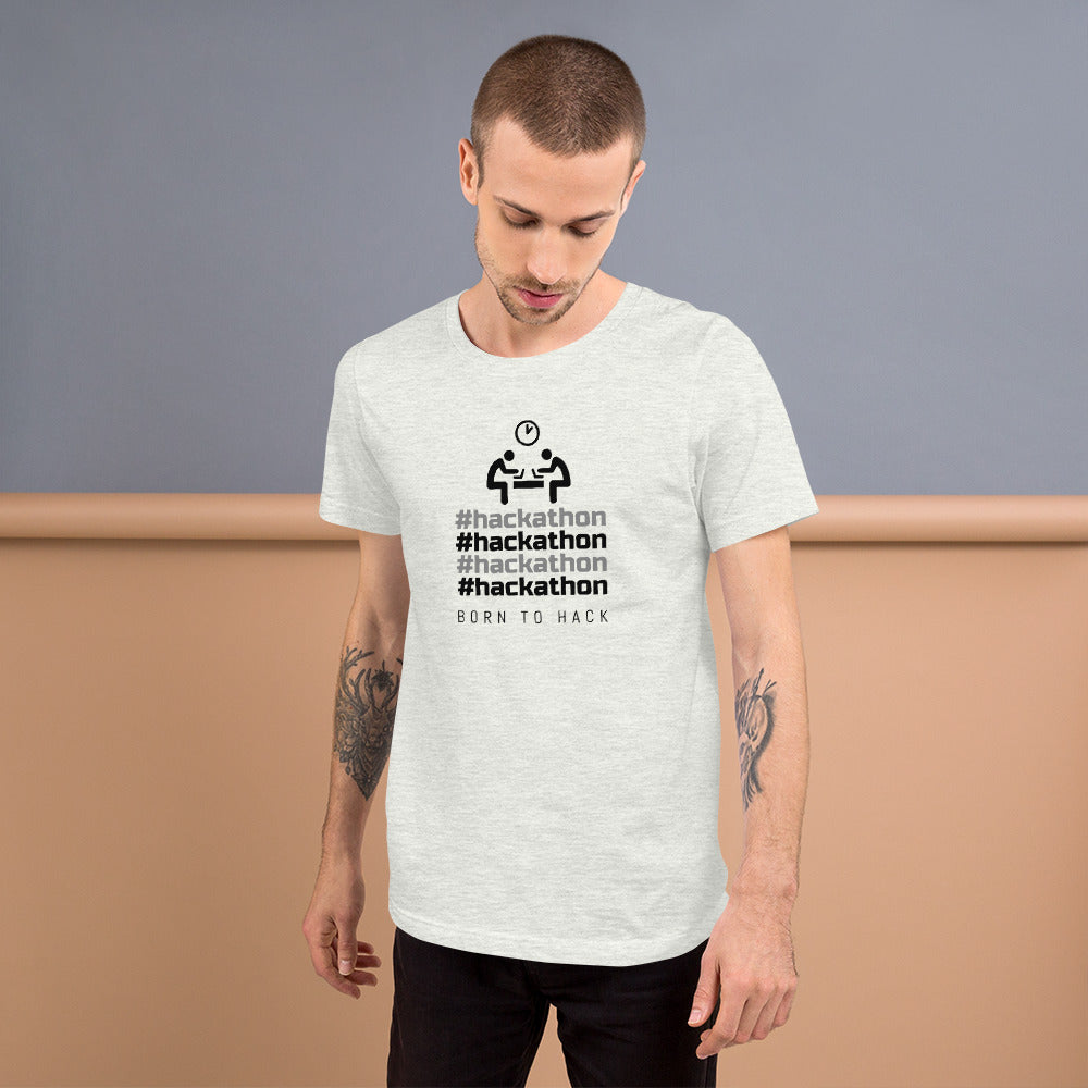 #hackathon - Short-Sleeve Unisex T-Shirt (black text) by DarkByteGear