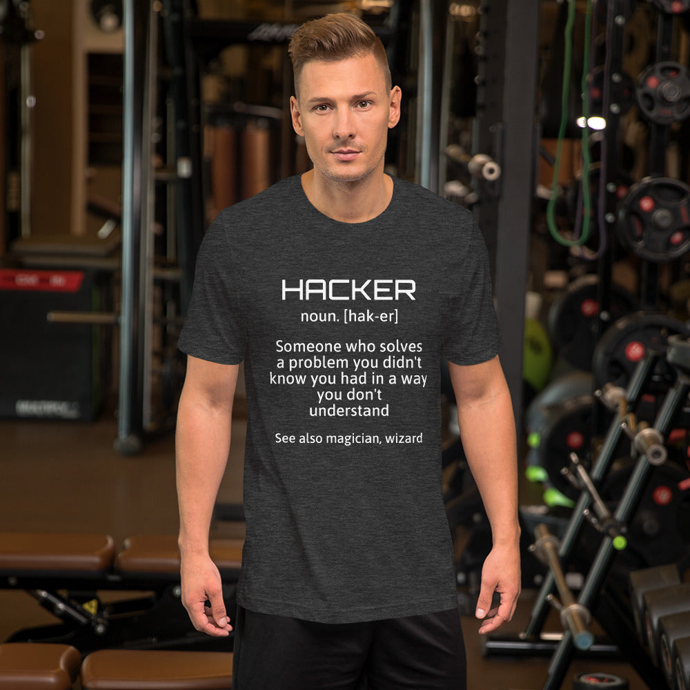 Hacker - Short-Sleeve Unisex T-Shirt (white text) by DarkByteGear