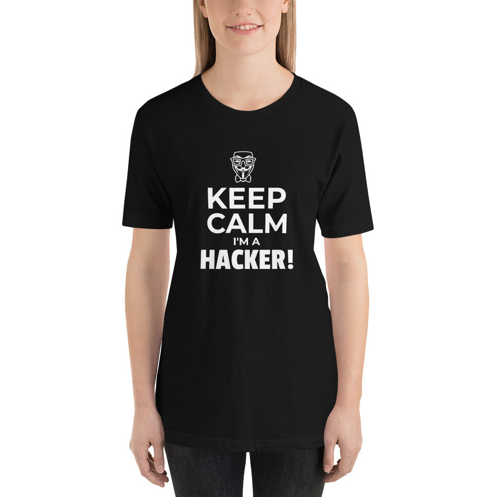 Keep Calm I'm a hacker! - Short-Sleeve Unisex T-Shirt (white text) by DarkByteGear