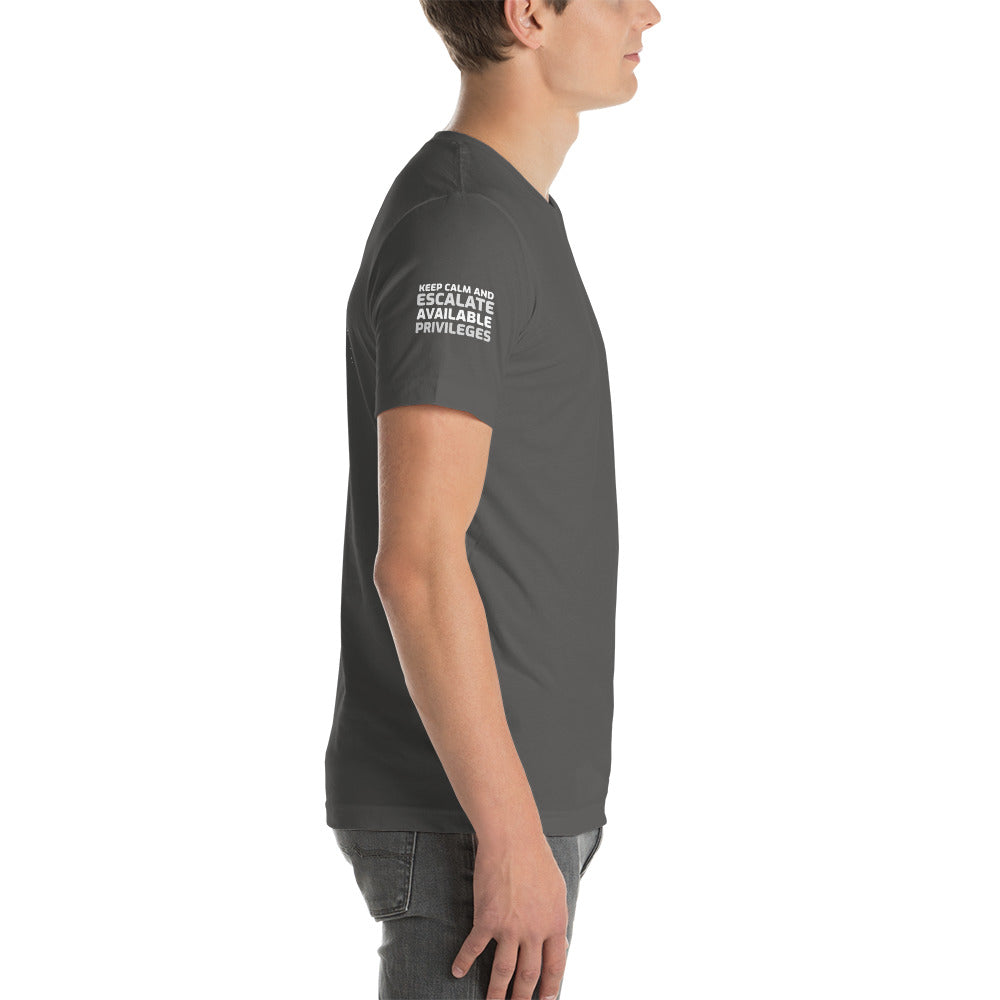 Keep calm and escalate privileges - Short-Sleeve Unisex T-Shirt ( with all sides designs) by DarkByteGear