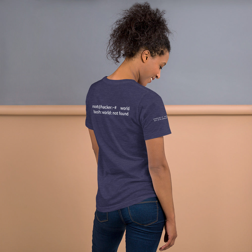 Linux Tweaks - world not found - Short-Sleeve Unisex T-Shirt (with all sides designs) by DarkByteGear