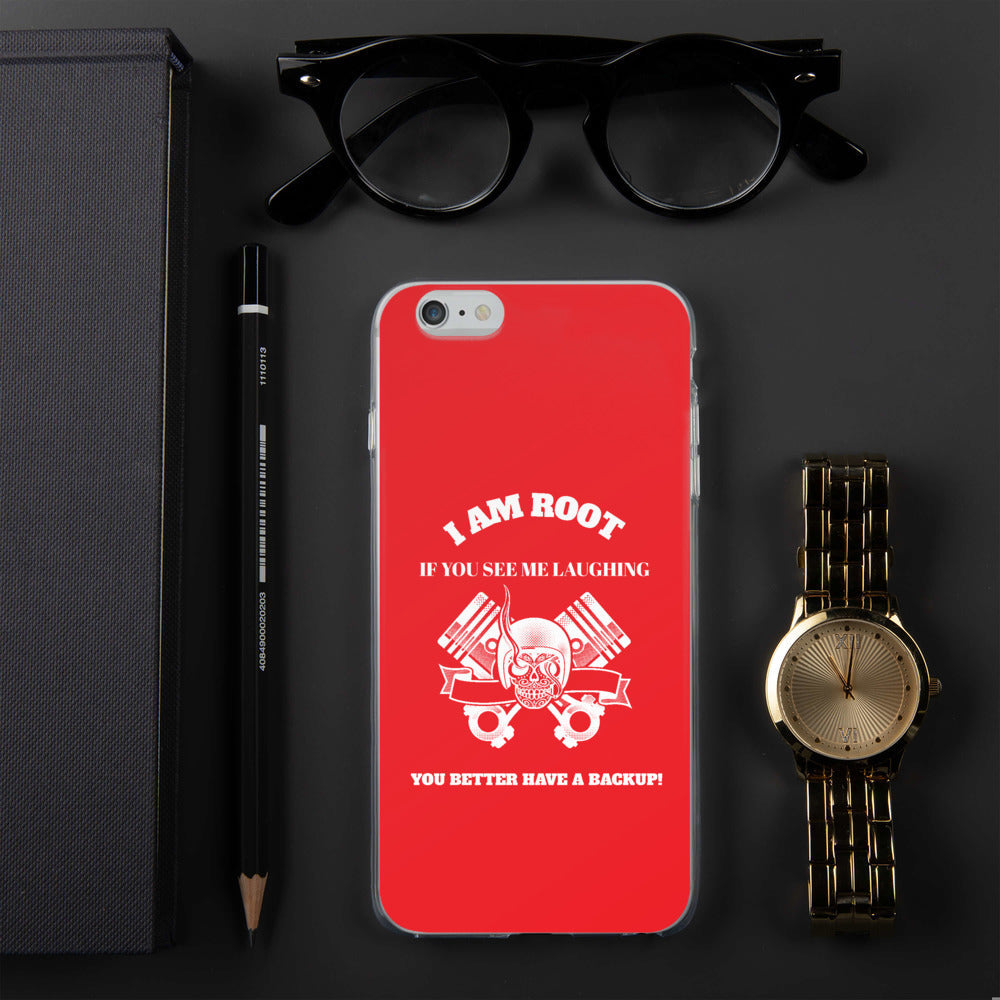 I Am Root If You See Me Laughing You Better Have A Backup - iPhone Case (red) by DarkByteGear