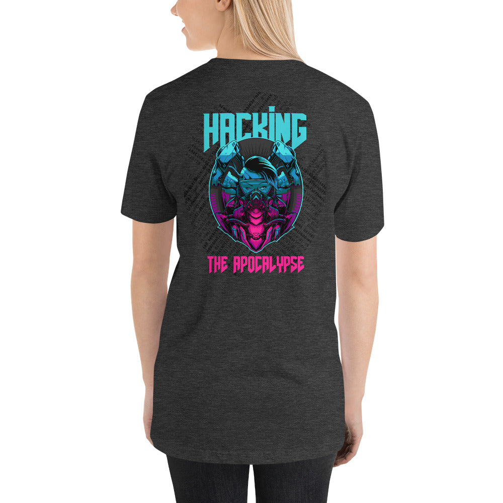 Hacking the apocalypse v2 - Short-Sleeve Unisex T-Shirt (with back design) by DarkByteGear