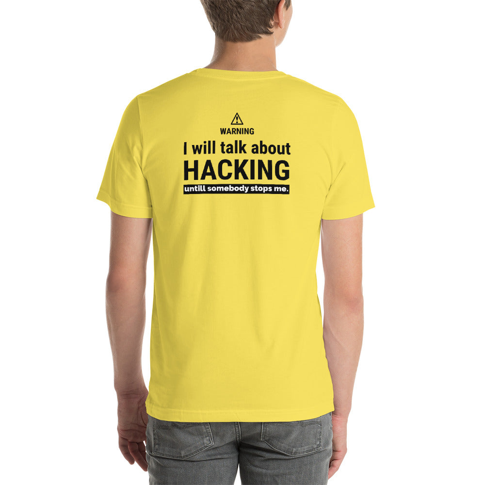 I will talk about HACKING - Short-Sleeve Unisex T-Shirt (black text) by DarkByteGear